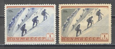 1954 г. По С/К №1684. Спорт. Две марки - на белой + на коричневой бумаге. Качество: с 