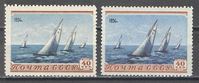 1954 г. По С/К №1678. Спорт. Две марки - темно-голубая + синяя. Качество: с оригинальным клеем 