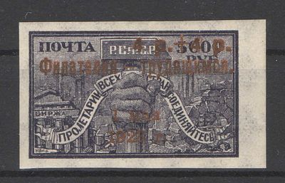 1923 г. РСФСР. Почтово-благотворительный выпуск "Филателия-трудящимся".Надп.бронзовая. По 