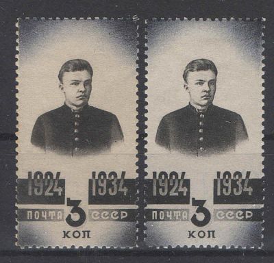 1934 г. СССР. По С/К №382.10-летие смерти Ленина. Бумага белая + серая. Состояние материала: *