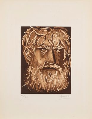 Giacomo Manz&ugrave; (Bergamo 1908 - Roma 1991) - Volto virile - Giacomo Manz&ugrave; (Bergamo 1908 - 