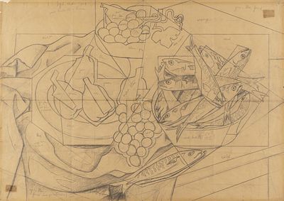 Gino Severini - Gino Severini (Cortona 1883 - Parigi 1966) - Trace for "Still Life with Fish", 1919.