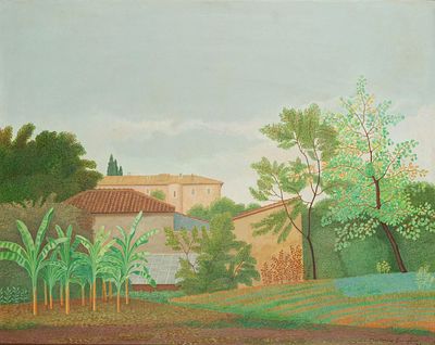 Antonio Donghi - Antonio Donghi (Roma 1897 - 1963) - Villa Corsini in Rome, 1948. oil on panel 40