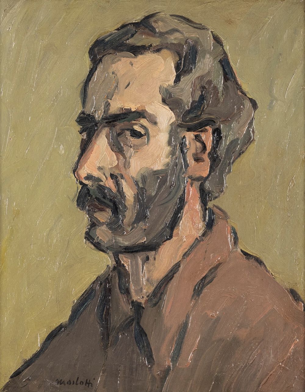 Ennio Morlotti - Ennio Morlotti (Lecco 1910 - Milano 1992) - Portrait of Alberto Casarotti. oil on 