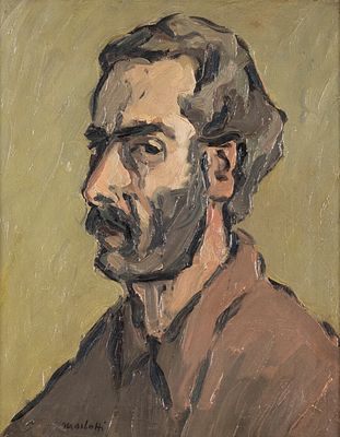 Ennio Morlotti - Ennio Morlotti (Lecco 1910 - Milano 1992) - Portrait of Alberto Casarotti. oil on