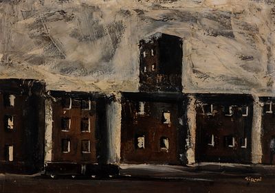 Mario Sironi - Mario Sironi (Sassari 1885 - Milano 1961) - Cityscape (Suburbs), 1952 ca. oil on