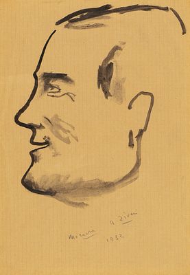 Alberto Ziveri - Alberto Ziveri (Roma 1908 - 1990) - Portrait of Alberto Moravia, 1932. ink and