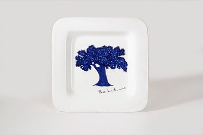 Mario Schifano - Mario Schifano (Homs 1934 - Roma 1998) - Tree. polychrome glazed ceramic plate