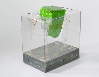 Dicò - Dicò (Roma 1964) - Untitled. acrylic enamels and collage on partially burned plastic