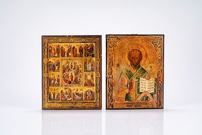 Due icone su tavola raffiguranti la Resurrezione di Cristo con la Discesa agli inferi e le 