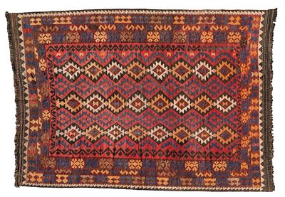 Tappeto turkmeno Ersari, fine secolo XIX-XX cm 280x195 campo a file diagonali di rombi 