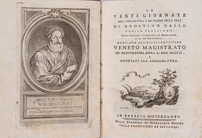 Agostino Gallo - Le venti giornate dell'agricoltura e de' piaceri della villa, 1775 (…) Brescia 
