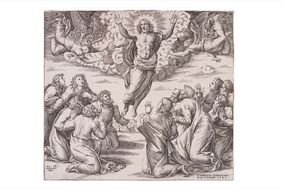 Beatricetto - L'Ascensione di Cristo, 1541 (…) Incisione, 1541, mm 280 x 315, al margine 
