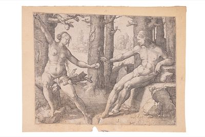 Lucas van Leyden - Adamo e Eva, 1529 (…) Incisione a bulino, 1529, mm 193 x 249, piccolo 