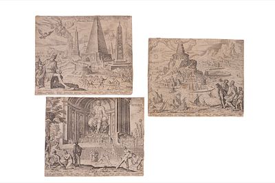 Philippe Galle - Le otto meraviglie del mondo, 1572 (…) Antwerp, 1572. 3 incisioni in rame 