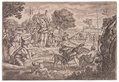 Domenichino - La caccia di Diana, 1600 (…) Incisione all'acquaforte su carta vergellata con 