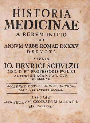 Johann Heinrich Schulze - Historia medicinae a rerum initio ad annum vrbis Romae 535..., 1728 