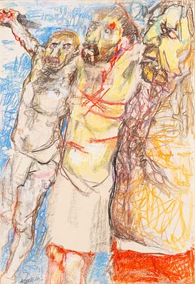 Fausto Pirandello (Roma 1899 - 1975) - Ges&ugrave; tra i ladroni - Fausto Pirandello (Roma 1899 - 