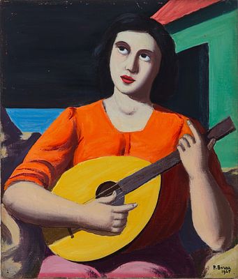 Pompeo Borra (Milano 1898 - 1973) - Senza titolo (Musicante), 1945 - Pompeo Borra (Milano 1898 - 
