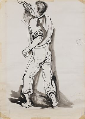 Renato Guttuso (Bagheria 1911 - Roma 1987) - Trombettiere - Renato Guttuso (Bagheria 1911 - Roma 