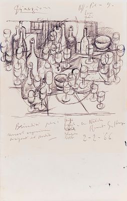 Renato Guttuso (Bagheria 1911 - Roma 1987) - Brindisi alla Direzione del P.C.I., 1966 - Renato 