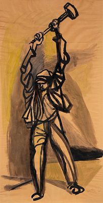 Renato Guttuso (Bagheria 1911 - Roma 1987) - Operaio con martello, 1948 - Renato Guttuso (Bagheria 
