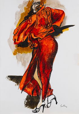 Renato Guttuso (Bagheria 1911 - Roma 1987) - Donna in rosso - Renato Guttuso (Bagheria 1911 - Roma 