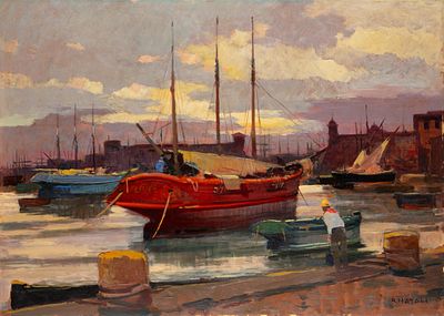 Renato Natali (Livorno 1883 - 1979) - Porto di Livorno (Vecchio porto) - Renato Natali (Livorno 