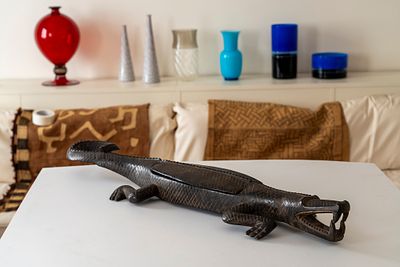 Nigeria - Gioco delle buche - Nigeria - Gioco delle buche 10 &times; 24 &times; 91 cm in legno a forma di 