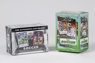 2 Sealed Boxes - 1 Guaranteed Autographed Card in Each Box. Two sealed Leaf soccer boxes for the 