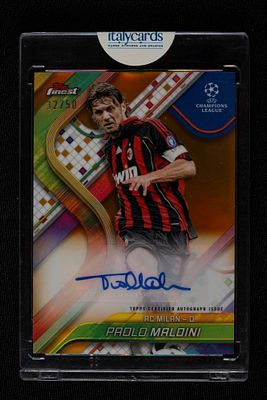 Paolo Maldini - Paolo Maldini - Signed Card - AC Milan - Topps Finest UEFA Club Competitions 