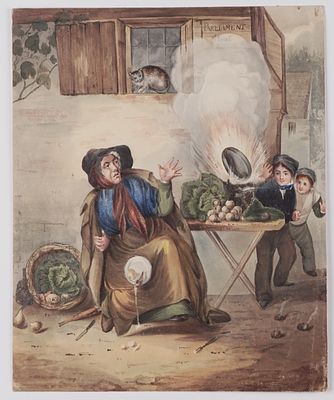 Scuola inglese, secolo XIX - La pentola che scoppia - Scuola inglese, secolo XIX - La pentola che 