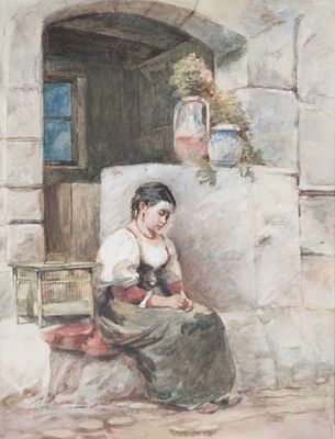 Scuola del secolo XIX - Ritratto di fanciulla - Scuola del secolo XIX - Ritratto di fanciulla cm 