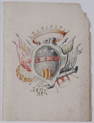 Anonimo - Studio per stemma araldico, Late 18th century - Anonimo - Studio per stemma araldico 