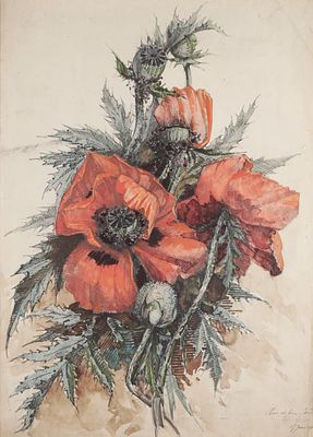 Scuola francese, inizi secolo XX - Fiori - Scuola francese, inizi secolo XX - Fiori cm 48 x 34 