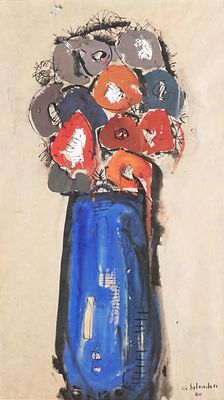 Giulio Salvadori (Mosio 1918 - 1999) - Vaso con fiori, 1960 - Giulio Salvadori (Mosio 1918 - 1999) 