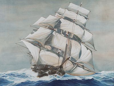 Scuola di inizio secolo XX - Galeone nel mare in burrasca - Scuola di inizio secolo XX - Galeone 