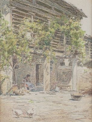Enrico Intraina (Milano 1870 - 1945) - Casa tipica della Valsassina - Enrico Intraina (Milano 1870 