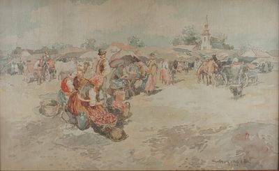 Egon Wallburg (Ungheria 1911 - 2004) - Il mercato del paese, 1937 - Egon Wallburg (Ungheria 1911 - 
