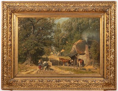 Albert Becker (1830-1896) - Albert Becker (1830-1896)
Landscape with Blacksmiths and Rich Staffage. 