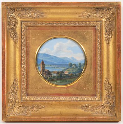 Johann Nepomuk Sch&ouml;dlberger (1779 -1853 ). View of Gmunden with the castle in the background. 