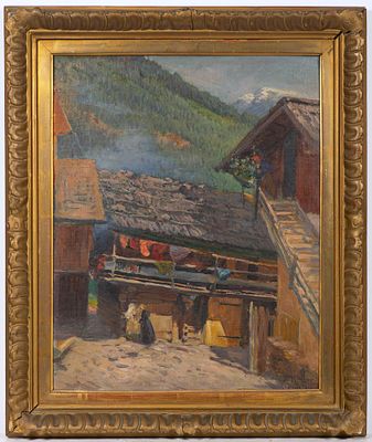 Painter 19th century - Mountain landscape. Mountain landscape, probably South Tyrol. Signed and 