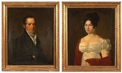 Pair of Biedermeier paintings. Pair of paintings with two portraits . Oil on canvas 75 x 61 cm