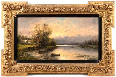 German School, 19th Century Mountain Lake Landscape. A fine 19th-century oil painting by a 