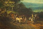 18/19th-Century Painter . A Carriage on a Wooded Road. A captivating landscape painting Image - 1