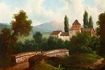 Painter 19th century . Country Landscape. The composition features a classic European scene with Image - 1