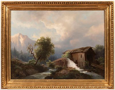 Josef Thoma (Austrian, 1828-1899) - Josef Thoma (Austrian, 1828-1899) "Alpine Landscape with a Mill". 