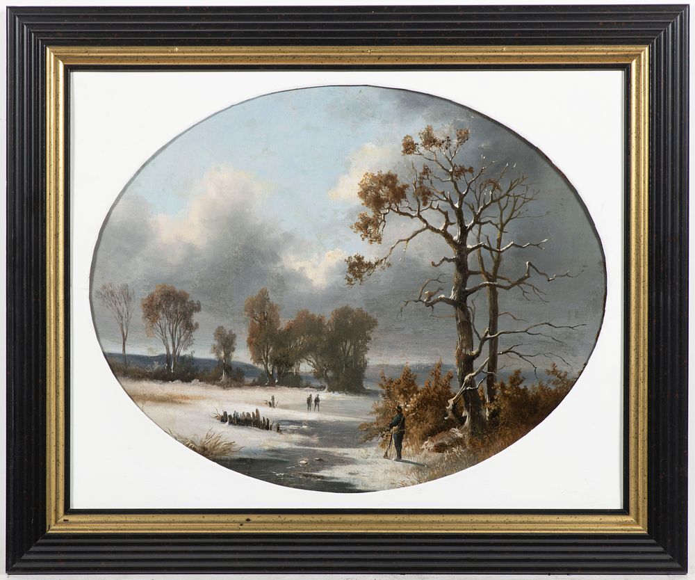 German painter 19th century Hunters in a winter landscape. Oil/canvas 36x45cm
Dimensions 
36 x 