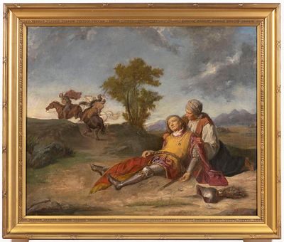 Karel Javůrek (1815 – 1909) - Karel Javůrek (1815 – 1909). Old woman holding a soldier in her arms. 