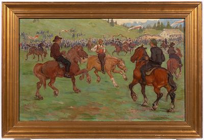 Oswald Roux (1880 - 1961 Wien) - Oswald Roux (1880 - 1961 Wien) At the races. Oswald Roux studied 